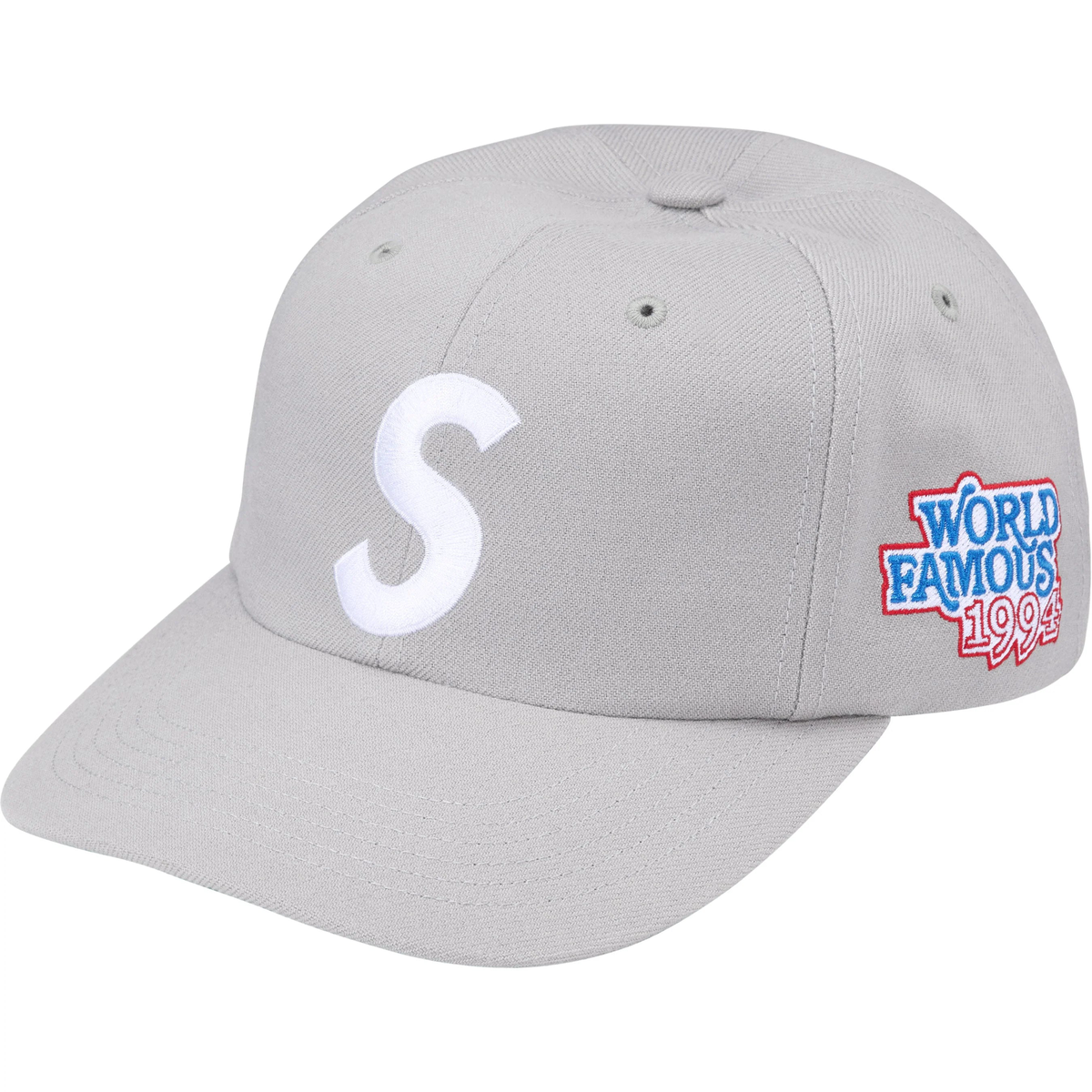 Supreme World Famous S Logo 6 Panel Grey