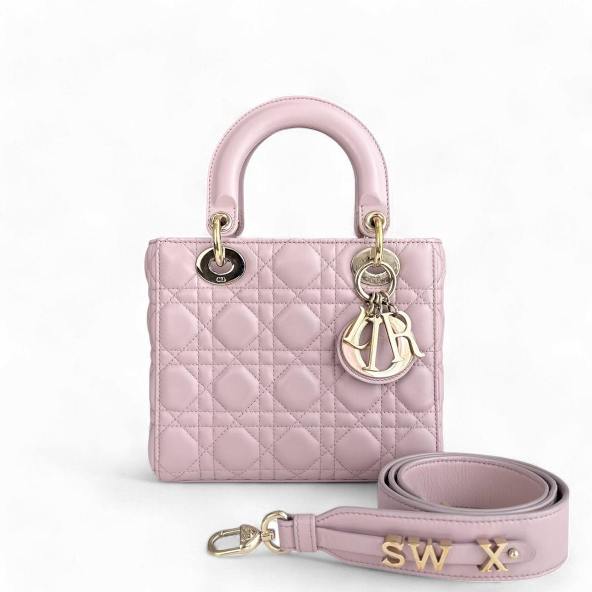 Dior Lady Small - ABC Cannage Lambskin Light Pink Gold Hardware MyABC Strap