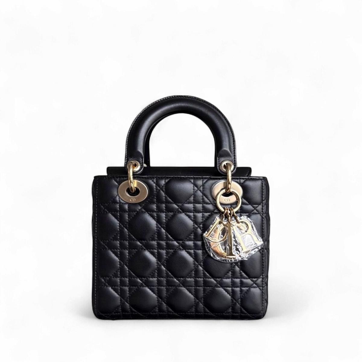 Dior Lady Small Flap - Cannage Lambskin Black Gold Hardware NO STRAP